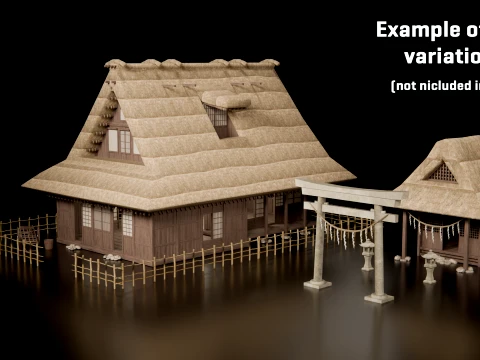 Feudal Japanese Village Modular Set 3D Model
