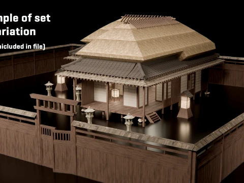 Feudal Japanese Village Modular Set 3D Model