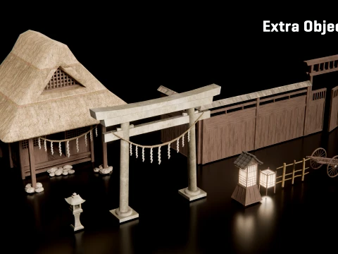 Feudal Japanese Village Modular Set 3D Model