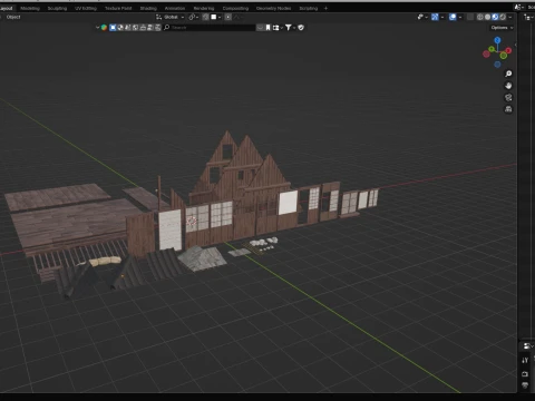 Feudal Japanese Village Modular Set 3D Model