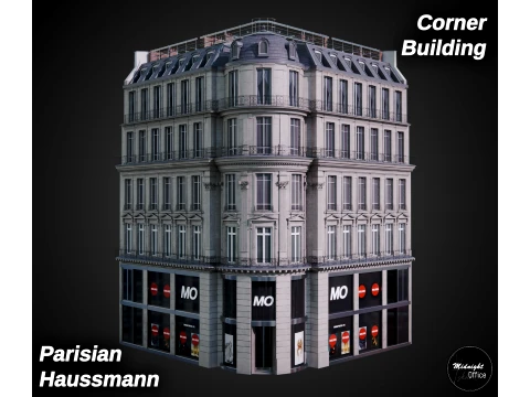Parisian Haussmann Corner Building 3D Model
