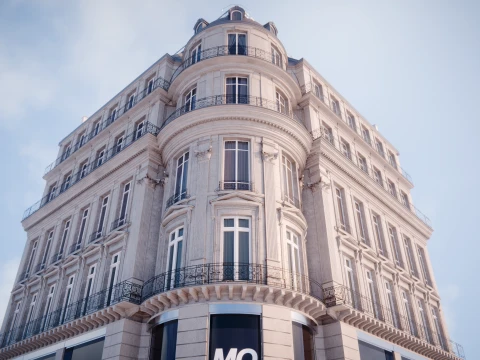 Parisian Haussmann Corner Building 3D Model