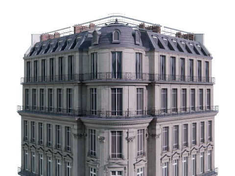 Parisian Haussmann Corner Building 3D Model