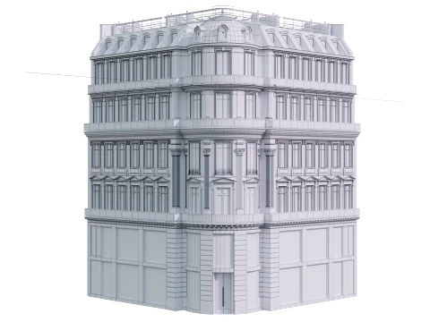 Parisian Haussmann Corner Building 3D Model