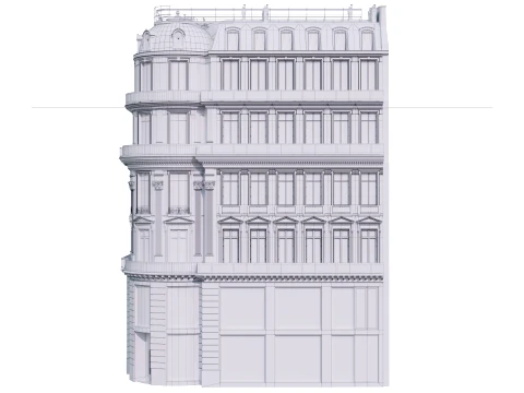 Parisian Haussmann Corner Building 3D Model
