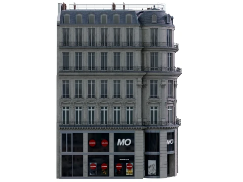 Parisian Haussmann Corner Building 3D Model