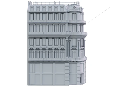 Parisian Haussmann Corner Building 3D Model