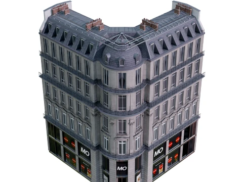 Parisian Haussmann Corner Building 3D Model