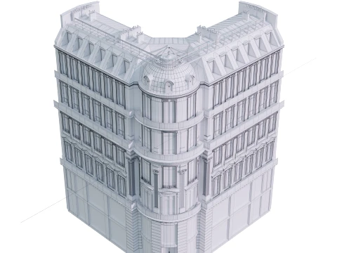 Parisian Haussmann Corner Building 3D Model