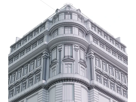 Parisian Haussmann Corner Building 3D Model