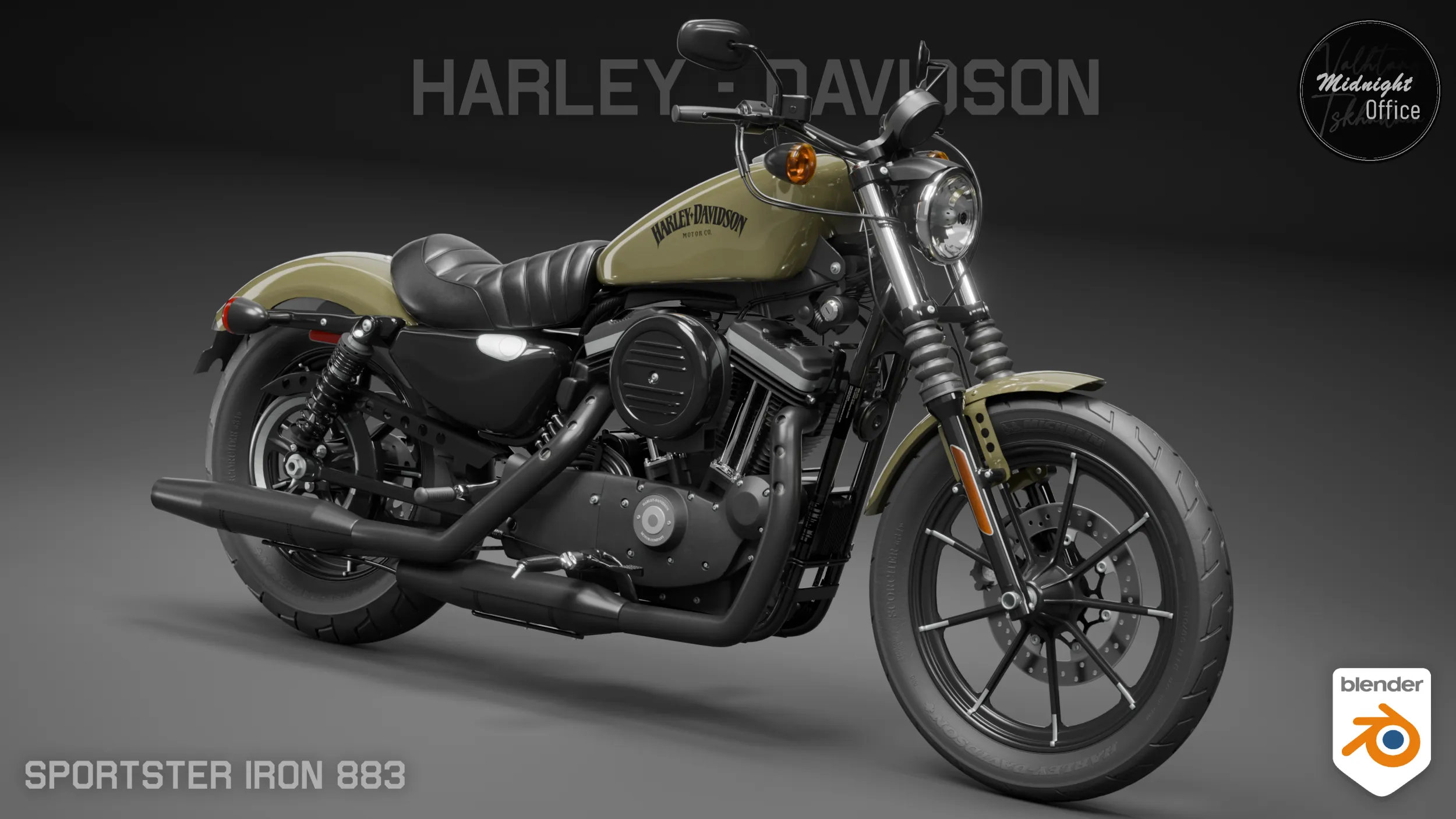 2022 Harley-Davidson sportster Iron 883 High Poly 3D Model .c4d .max .obj .3ds .fbx .stl .blend