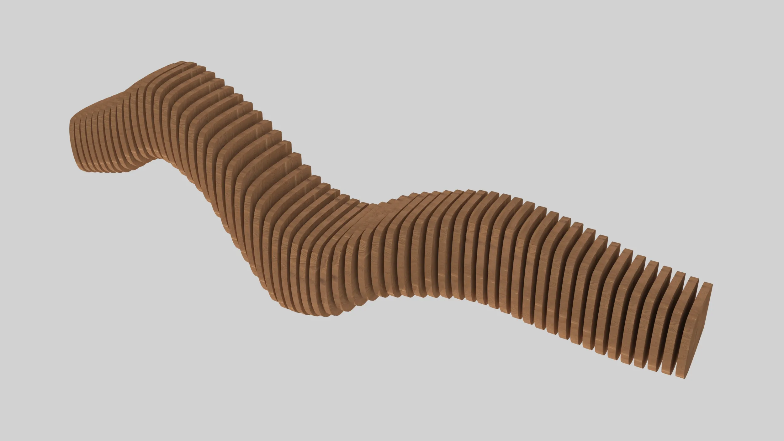 Parametric Wave Wall Shelf - Ribbed Floating Shelf 3D Model .c4d .max .obj .3ds .fbx .stl .blend 