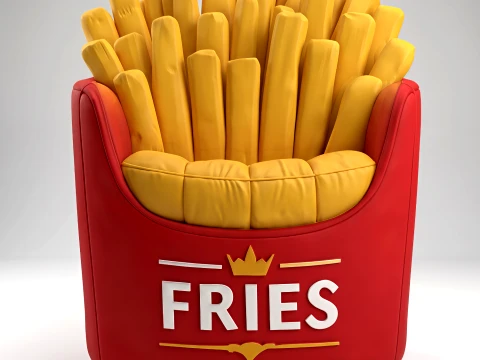 French Fries Fast Food Container Chair 3D Model