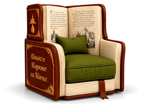 Book Chair Unique Vintage Armchair 3D Model