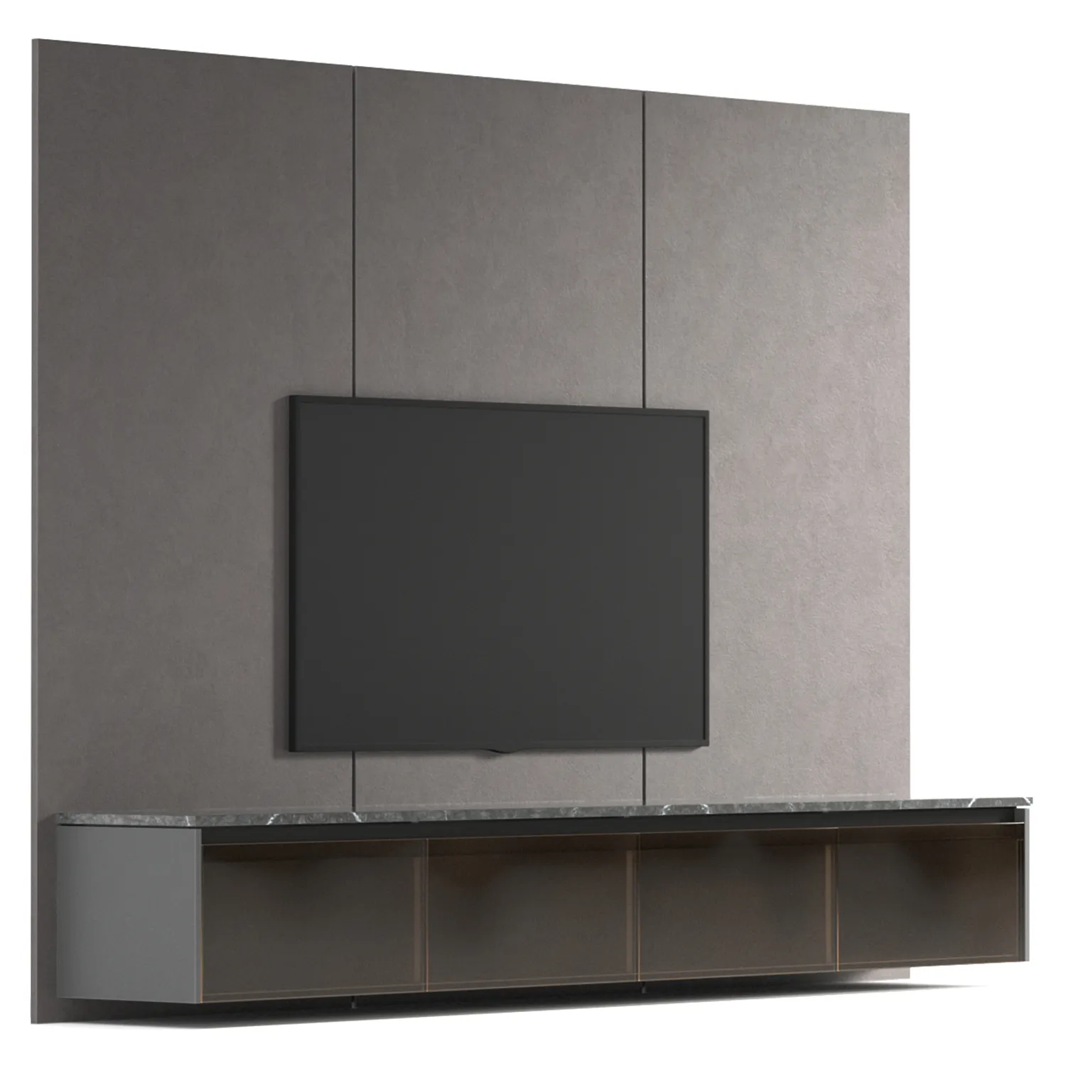 TV Wall Unit 3D Model .c4d .max .obj .3ds .fbx .stl .blend 