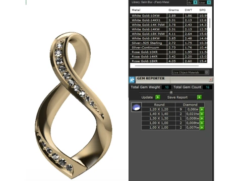Diamond Infinity Twist Pendant 3D Print Model 3D Print Model