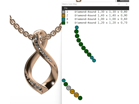 Diamond Infinity Twist Pendant 3D Print Model 3D Print Model