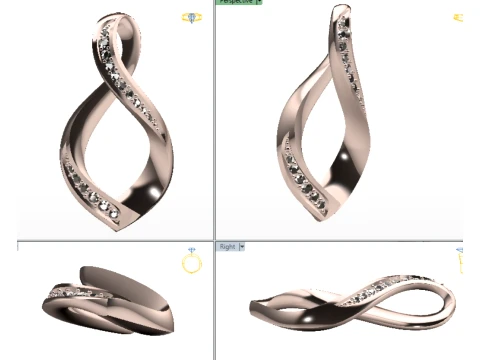 Diamond Infinity Twist Pendant 3D Print Model 3D Print Model