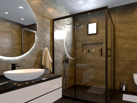 Modern Luxury Bathroom Interior Scene 3D Model
