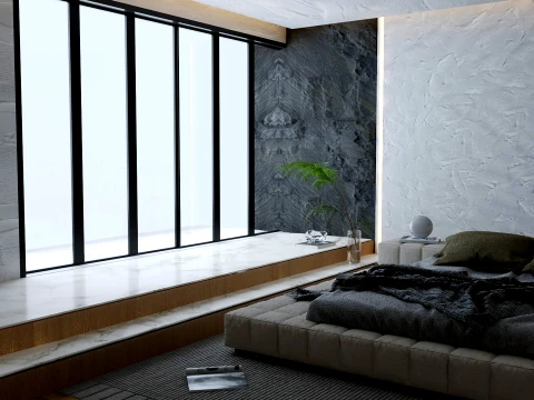 Modern Luxury Bathroom Interior Scene 3D Model