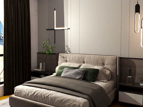 Modern Luxury Master Bedroom Interior Scene 3D Model
