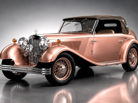 380 Cabriolet Classic Low Poly 3D Model