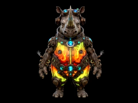 Steampunk Heavy-Armored Rhinoceros 3D Model