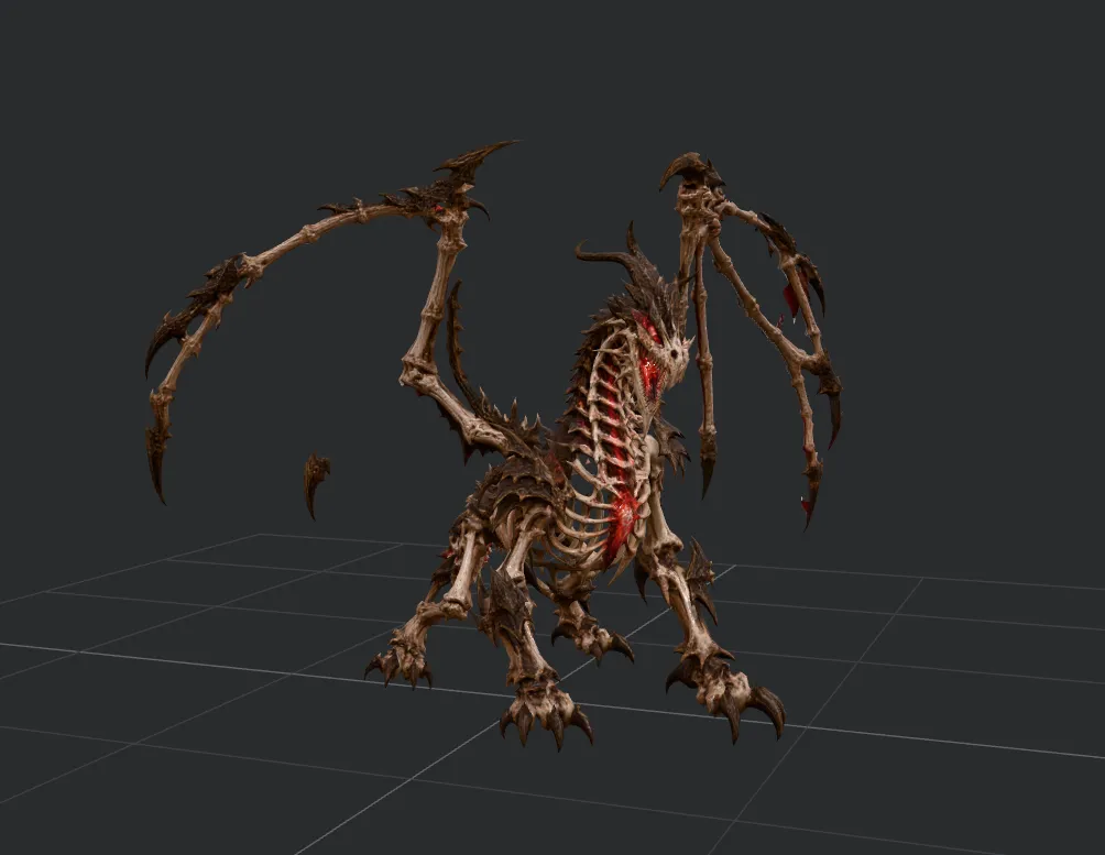 Dragon Skeletal 3D Model .c4d .max .obj .3ds .fbx .stl .blend