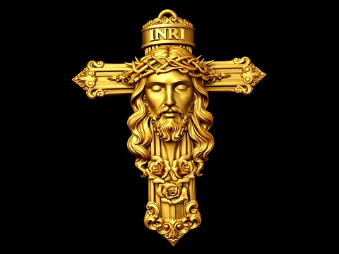 Jesus INRI Crucifix Pendant 3D Print Model
