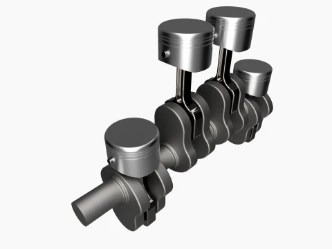 Kinematic Inline-4 Engine Rotating Assembly Crankshaft Pistons Conrods Modèle 3D