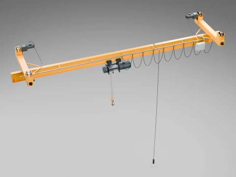 Industrial 5T Single-Girder Underslung Overhead Crane 9 m nominal span 3D Model