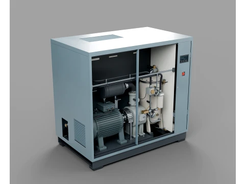 Industrial Rotary Screw Air Compressor 37kW Rigged Animated PBR 3D Model