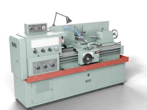 Soviet Screw-Cutting Lathe 16K20 Style - Realistic PBR Machine Tool Model 3D