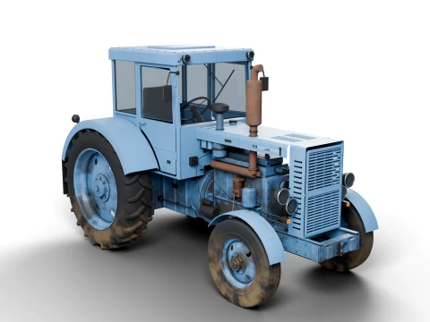Soviet Wheeled Farm Tractor MTZ-80 Style - Realistic PBR 3D 모델
