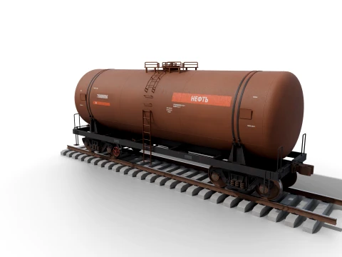 Soviet Oil Tank Car 15-1443 Style with 18-100 Bogies - Realistic PBR Modelo 3D