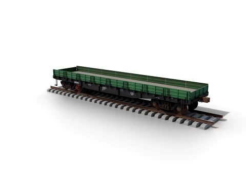 Soviet Flatcar 13-401 Style with 18-100 Bogies - Realistic PBR 3D 모델