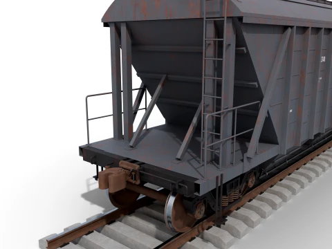 Soviet Grain Hopper Car 19-752 Style with 18-100 Bogies - Realistic PBR Modelo 3D