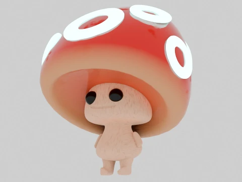 Cute Red Spotted Mushroom Character 3D Model