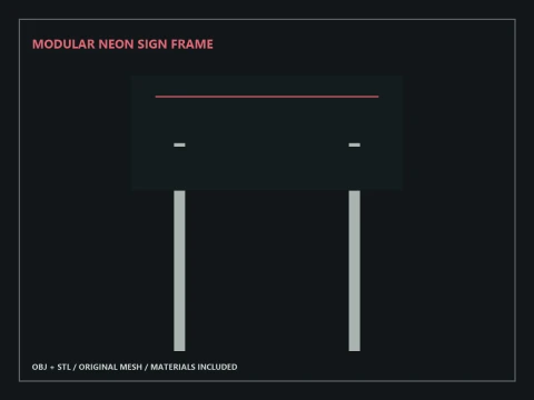 Modular Neon Sign Frame 3D Model