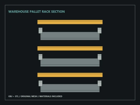 Warehouse Pallet Rack Section 3D Model