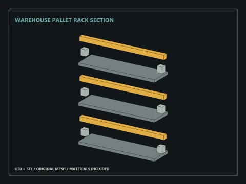 Warehouse Pallet Rack Section 3D Model