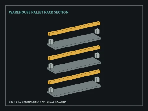 Warehouse Pallet Rack Section 3D Model
