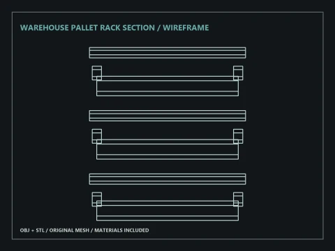 Warehouse Pallet Rack Section 3D Model
