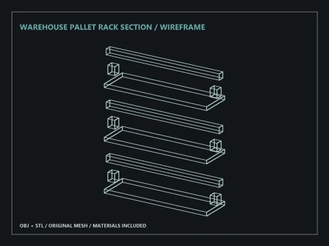 Warehouse Pallet Rack Section 3D Model