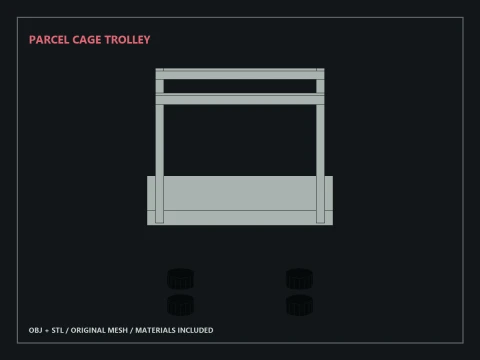 Parcel Cage Trolley 3D Model
