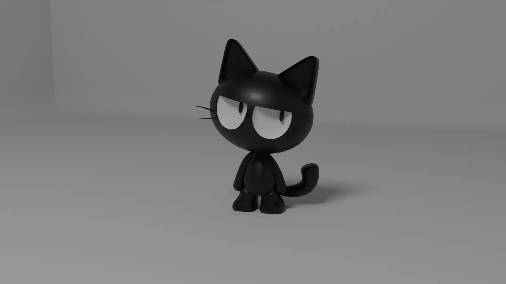 Cute Cartoon Black Cat 3D Printable figure 3D Print Model .c4d .max .obj .3ds .fbx .stl .blend