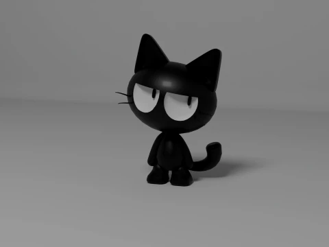 Cute Cartoon Black Cat 3D Printable figure 3D Print Model