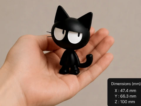 Cute Cartoon Black Cat 3D Printable figure 3D Print Model