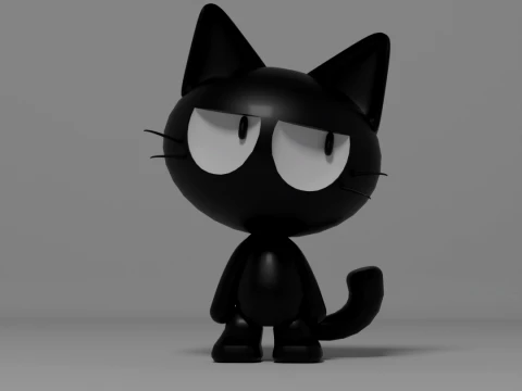 Cute Cartoon Black Cat 3D Printable figure 3D Print Model