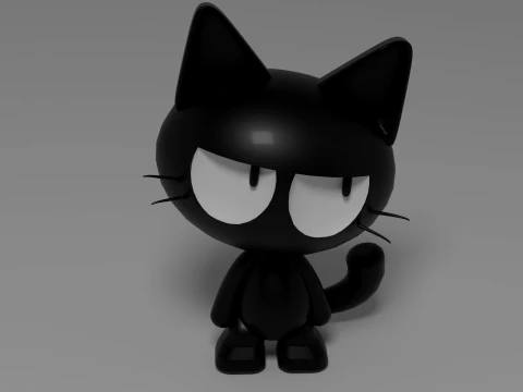 Cute Cartoon Black Cat 3D Printable figure 3D Print Model
